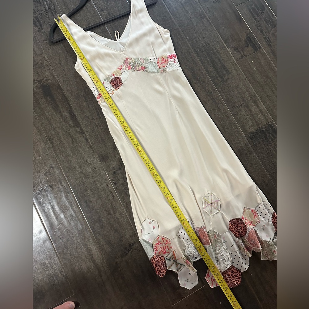 Sue Wong Cream Asymmetrical Dress with Pink & Gold Patchwork - Picture 15 of 16